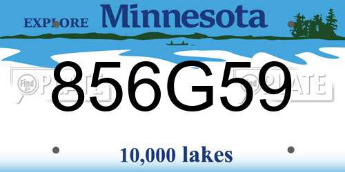 856G59 Minnesota License Plate