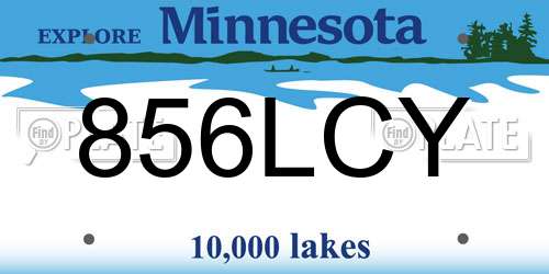 856LCY Minnesota License Plate