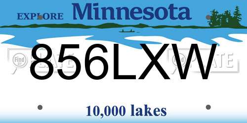 856LXW Minnesota License Plate