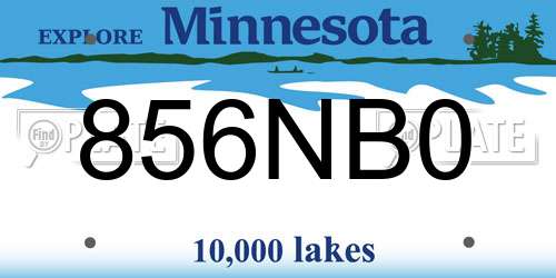 856NB0 Minnesota License Plate