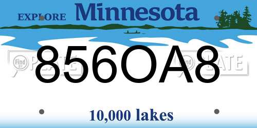 856OA8 Minnesota License Plate