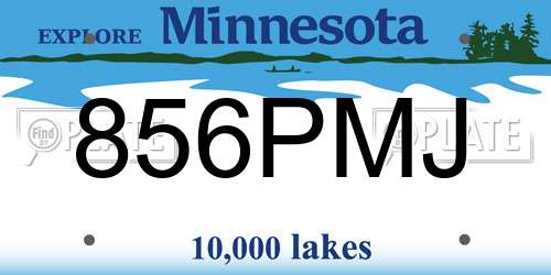 856PMJ Minnesota License Plate