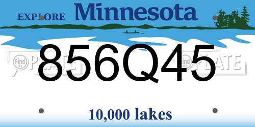 856Q45 Minnesota License Plate