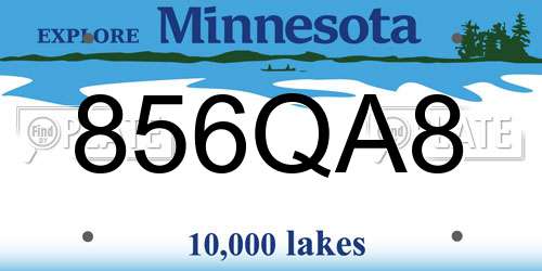 856QA8 Minnesota License Plate