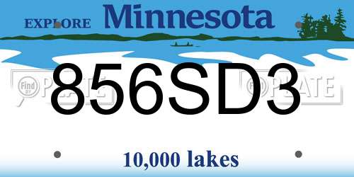 856SD3 Minnesota License Plate