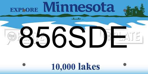 856SDE Minnesota License Plate