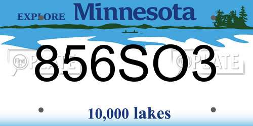 856SO3 Minnesota License Plate