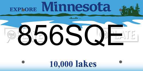 856SQE Minnesota License Plate