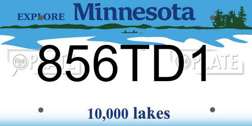 856TD1 Minnesota License Plate