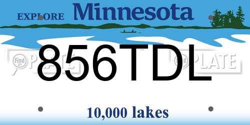 856TDL Minnesota License Plate