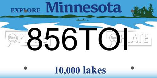 856TOI Minnesota License Plate