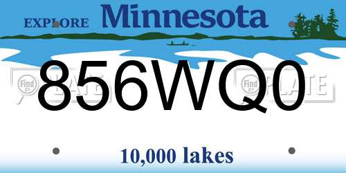 856WQ0 Minnesota License Plate