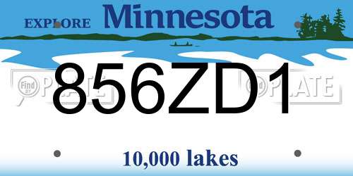856ZD1 Minnesota License Plate