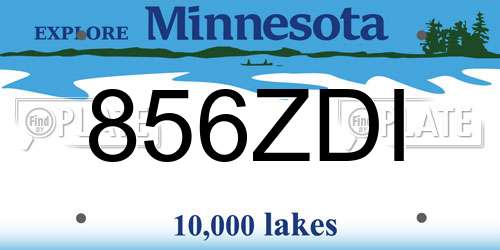 856ZDI Minnesota License Plate