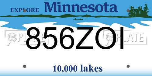 856ZOI Minnesota License Plate