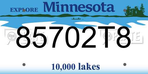 85702T8 Minnesota License Plate