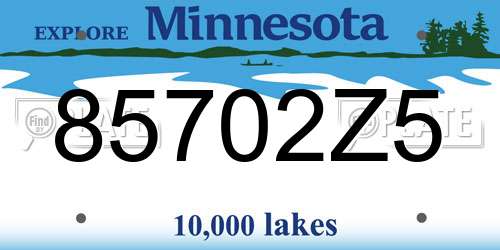 85702Z5 Minnesota License Plate