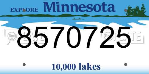 8570725 Minnesota License Plate