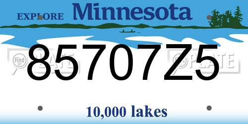 85707Z5 Minnesota License Plate