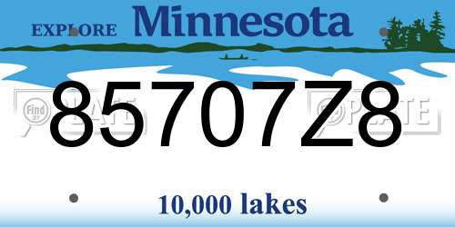 85707Z8 Minnesota License Plate