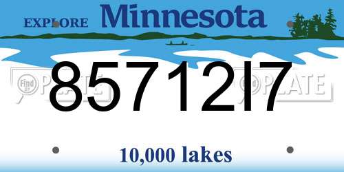 85712I7 Minnesota License Plate