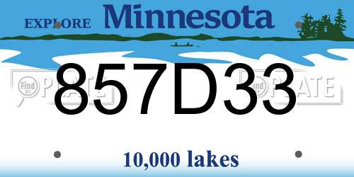 857D33 Minnesota License Plate