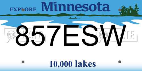 857ESW Minnesota License Plate