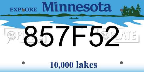 857F52 Minnesota License Plate