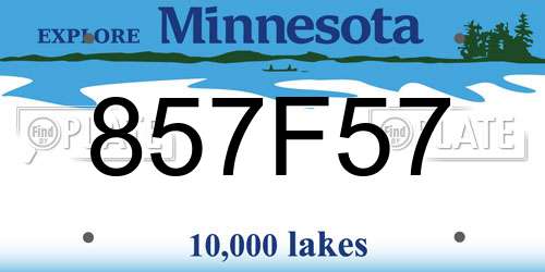 857F57 Minnesota License Plate