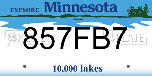 857FB7 Minnesota License Plate