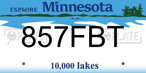 857FBT Minnesota License Plate