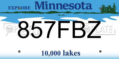 857FBZ Minnesota License Plate