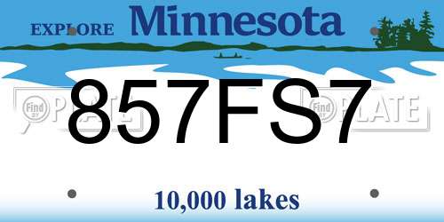857FS7 Minnesota License Plate