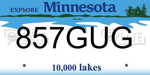 857GUG Minnesota License Plate