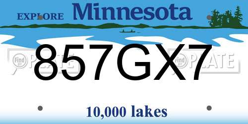 857GX7 Minnesota License Plate