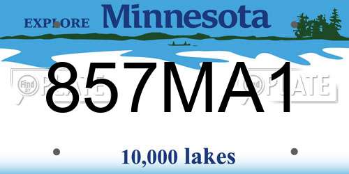 857MA1 Minnesota License Plate