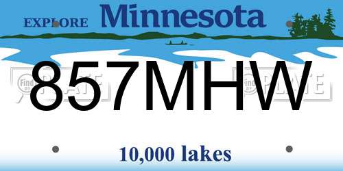 857MHW Minnesota License Plate