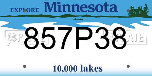 857P38 Minnesota License Plate