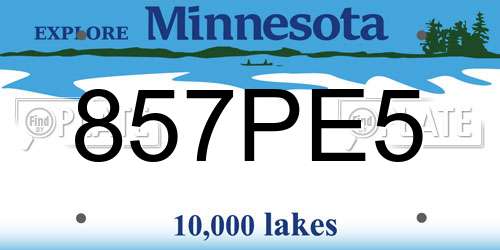 857PE5 Minnesota License Plate