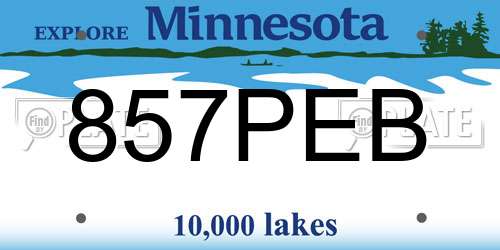 857PEB Minnesota License Plate