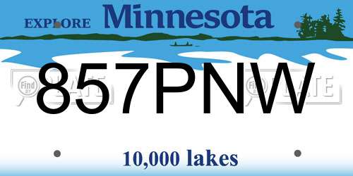 857PNW Minnesota License Plate