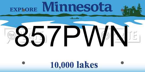857PWN Minnesota License Plate