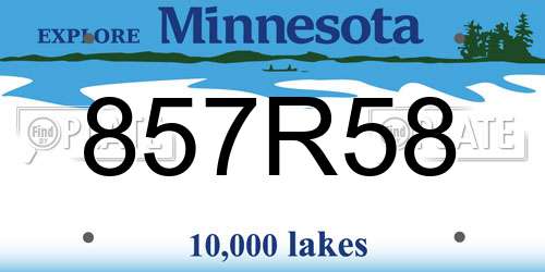 857R58 Minnesota License Plate