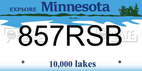 857RSB Minnesota License Plate