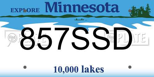 857SSD Minnesota License Plate