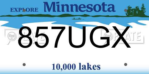857UGX Minnesota License Plate