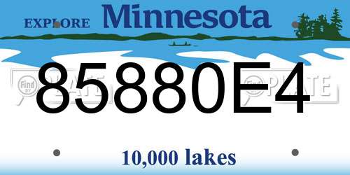 85880E4 Minnesota License Plate