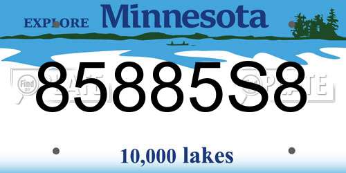 85885S8 Minnesota License Plate