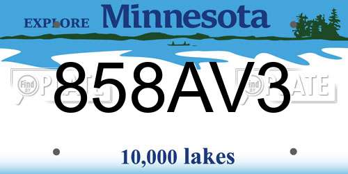 858AV3 Minnesota License Plate