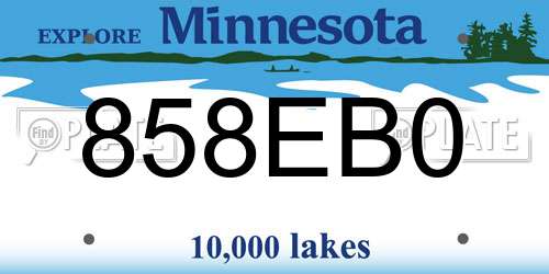858EB0 Minnesota License Plate